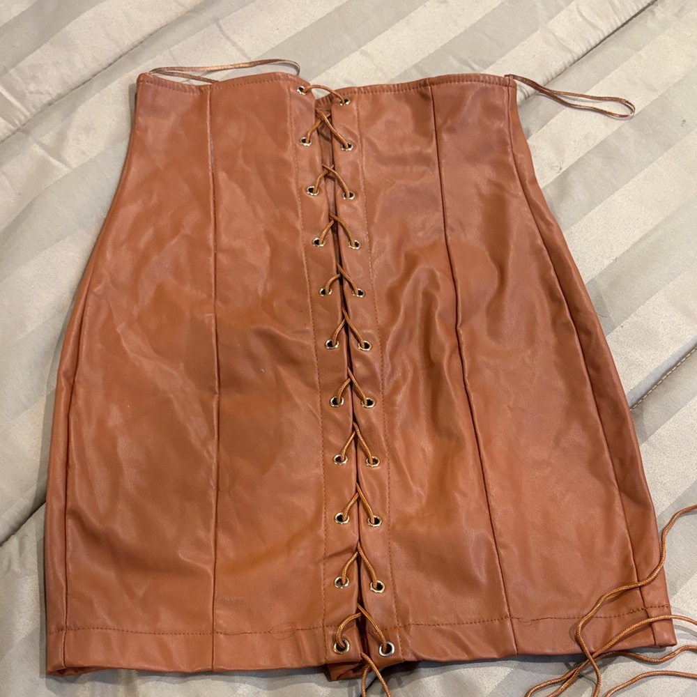 Lace-Up Tan Skirt
